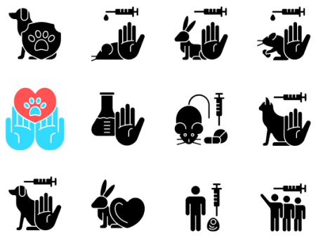 No animal testing black glyph icons set on white space Online Sale