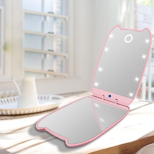 Women LED 180° Foldable Makeup Mirror Light Cosmetic Folding Online now