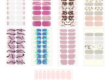 16 Strips Nail Art Stickers Stylish Nail Wraps Self-Adhesive Full Cover Sticker on Sale