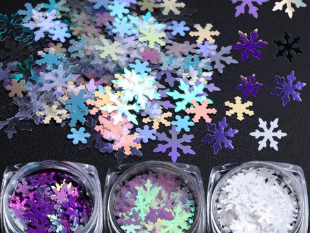 1 Box Holographic Xmas Snowflakes Nail Sequins Flakes 3D Nail Art Glitter Laser AB Silver Paillette Manicure Decorations SADX XX Hot on Sale