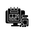 Work monitoring black glyph icons set on white space Sale