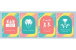 Birthday traditions greeting cards with glyph icon element set For Sale