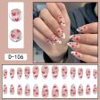 White French Tip Press on Nails Medium Almond Red Love Heart Rhinestones False Nails with Design Valentine s Day Artificial Acrylic Nails Full Cover Reusable Coffin Fake Nails Glue on Nails for Women Discount