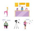 Bloggers flat vector illustrations set Cheap