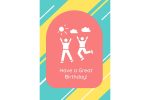 Birthday traditions greeting cards with glyph icon element set For Sale