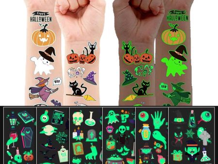 1 Sheets Halloween Stickers Fluorescent Tattoo Stickers Waterproof Temporary Tatto Body Art Children Party Halloween Decoration Online now