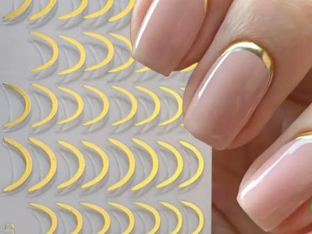 1 Sheet 3D Nail Stickers Decals Stripe Line Gold French Tip Transfer Nail Art Online now