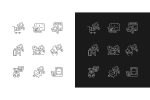 Surveillance and security systems linear icons set for dark and light mode Online now