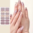 16 Strips Nail Art Stickers Stylish Nail Wraps Self-Adhesive Full Cover Sticker on Sale