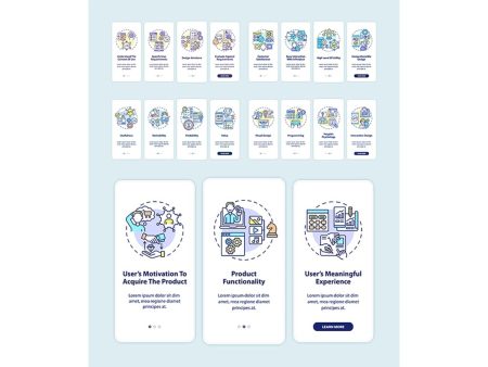 Product development onboarding mobile app page screens set Cheap