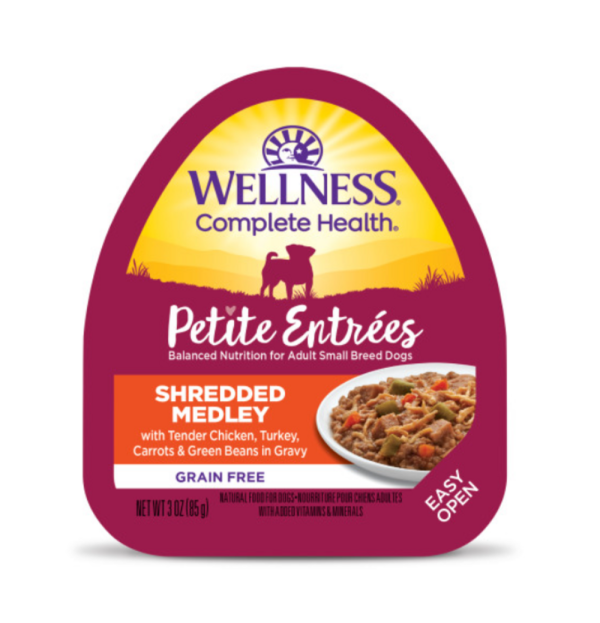 Wellness Small Breed Natural Petite Entrees Shredded Medley with Tender Chicken, Turkey, Carrots and Green Beans Dog Food Tray For Discount